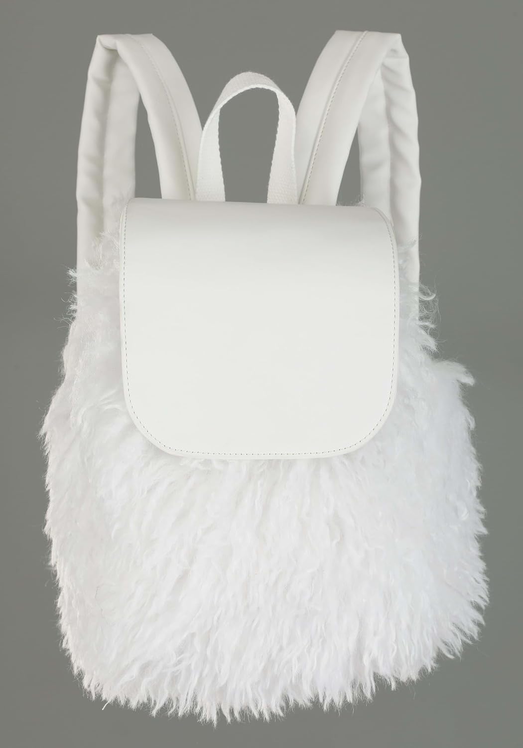 Clueless Cher White Fuzzy Backpack for Adults - Official Clueless Costume Accessory Furry Fashion Accessory Bag - Image 4