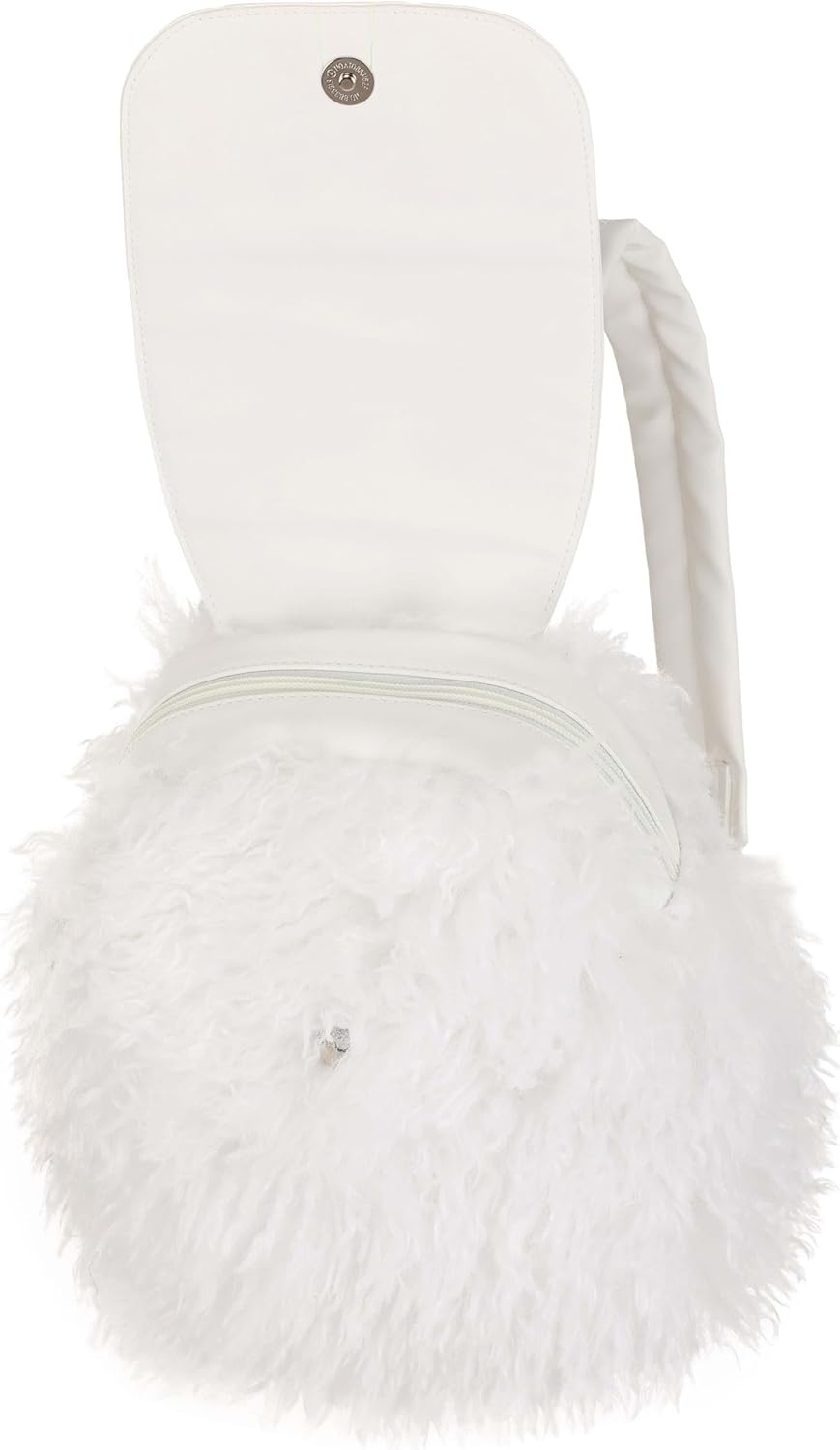 Clueless Cher White Fuzzy Backpack for Adults - Official Clueless Costume Accessory Furry Fashion Accessory Bag - Image 5