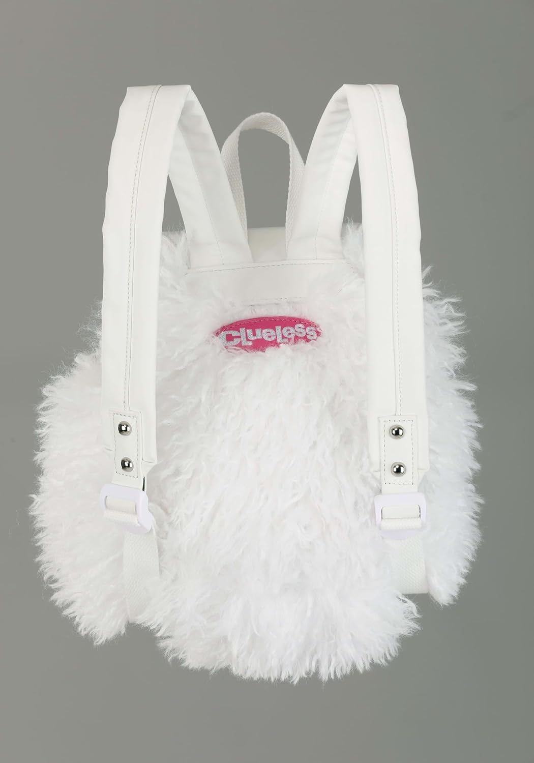 Clueless Cher White Fuzzy Backpack for Adults - Official Clueless Costume Accessory Furry Fashion Accessory Bag - Image 6