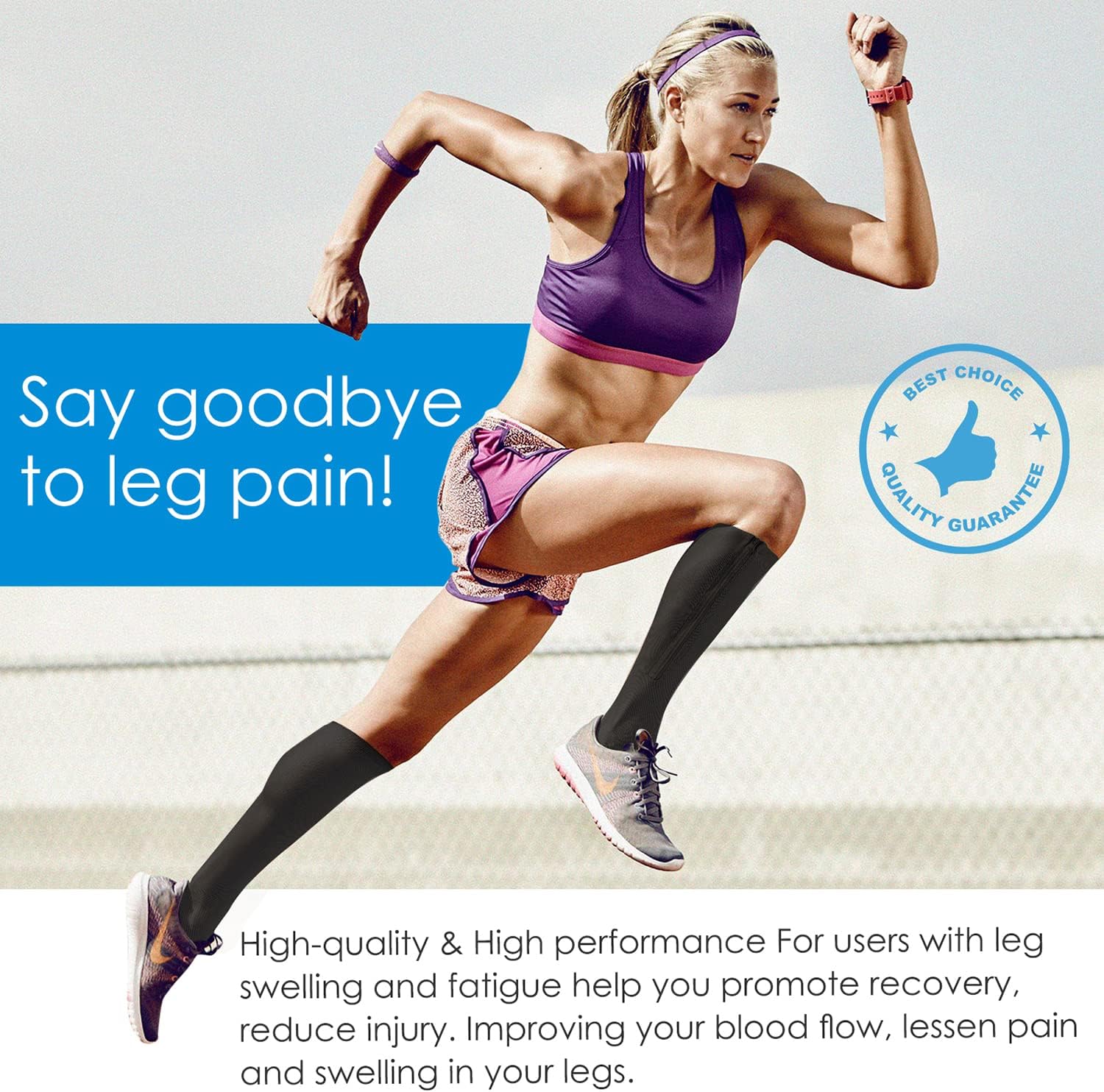 cerpite Zipper Compression Socks, 2 Pairs 15-20 mmHg Closed Toe Compression Stockings for Men Women,Suit for Running - Image 6